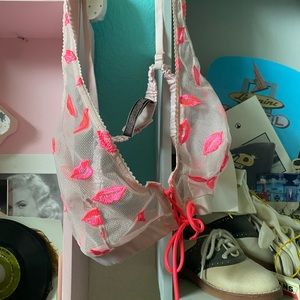 Victoria’s Secret Mesh Bralette with Lip Prints!